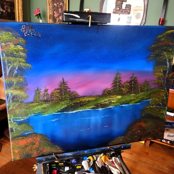 Hand Crafted Other - ARTISAN Hand Crafted Original "Nightly Bliss" Landscaping Oil Painting